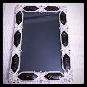 4x6 Silver and Black Jewel Pearl Photo Frame